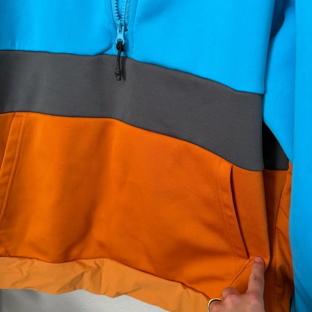 Dutch Bros Bright Teal Hooded Jacket with Black Accent